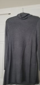 Cowl neck, tunic sweater.